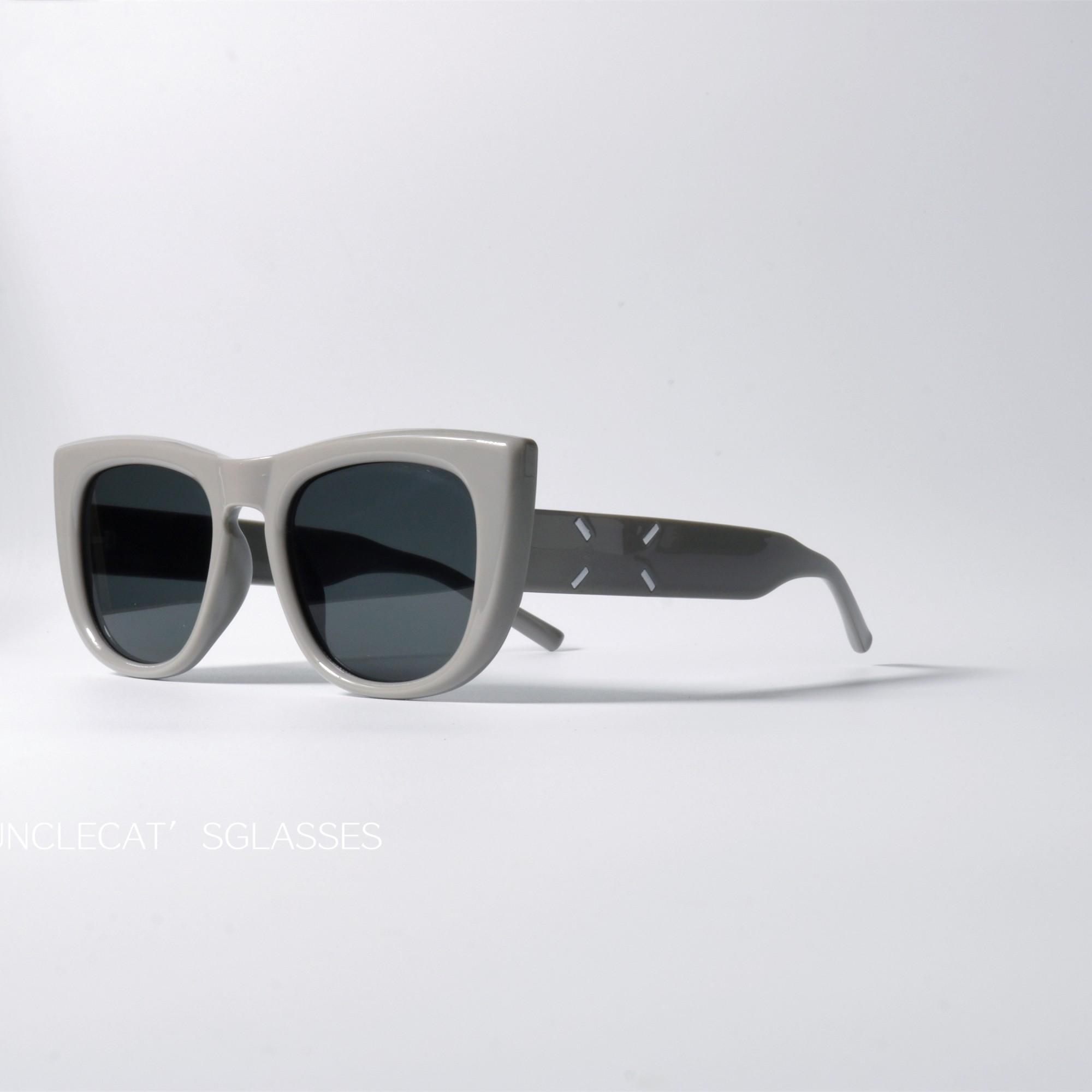 北欧灰色猫眼大框墨镜uv400防紫外线辐射白框配近视太阳眼镜框架