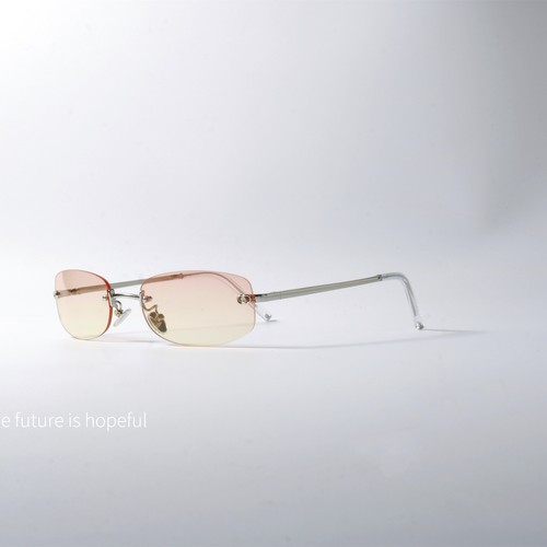 无框水蜜桃色UV400防紫外线墨镜