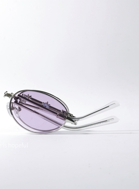 镶钻椭圆形折叠太阳眼镜