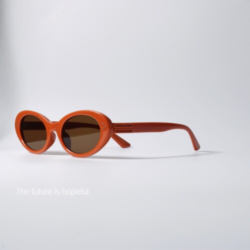 港风复古猫眼UV400近视橘红墨镜