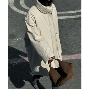 90白鸭绒羽绒服女2025新款冬季中长款立领设计感灰白色日系厚外套