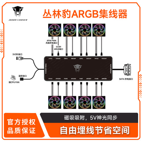 丛林豹ARGB灯光二合一集线器