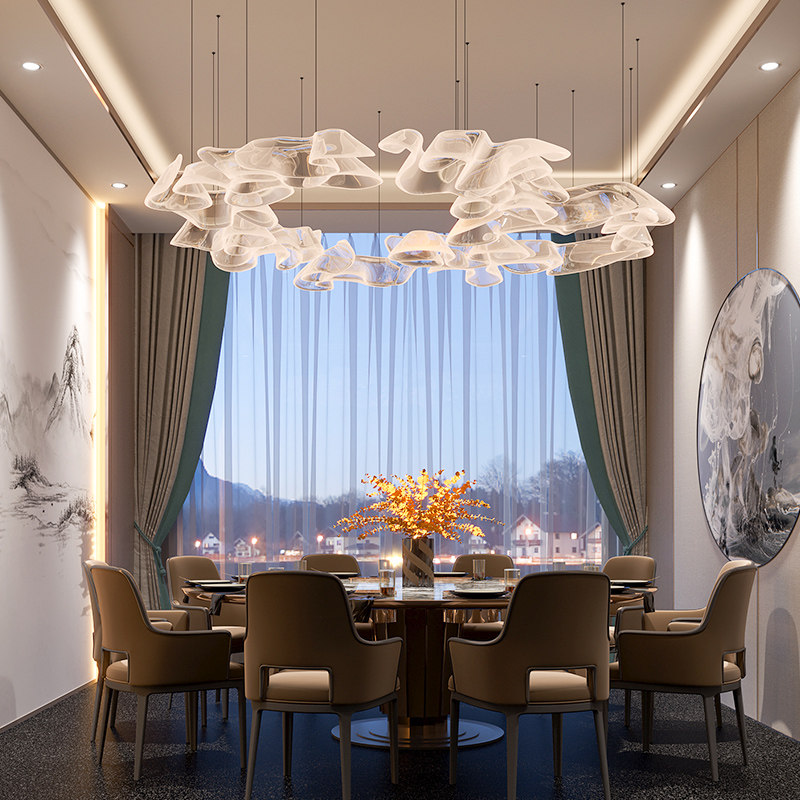 高档饭店包厢吊灯简约现代餐饮包间餐厅宴会厅酒店大堂别墅大厅灯