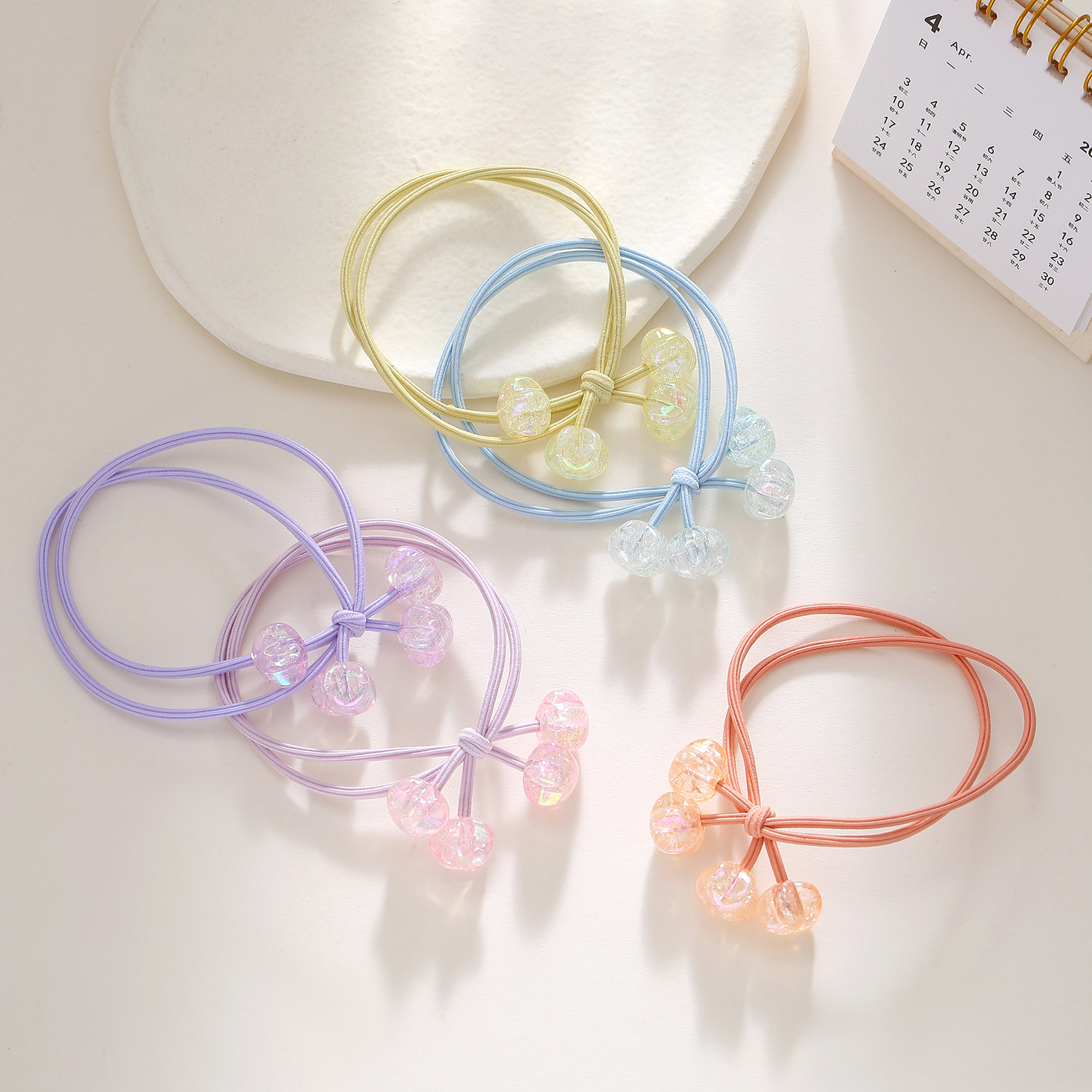 多巴胺头绳女儿童发圈双层扎马尾糖果色橡皮筋弹力编头绳头饰头花