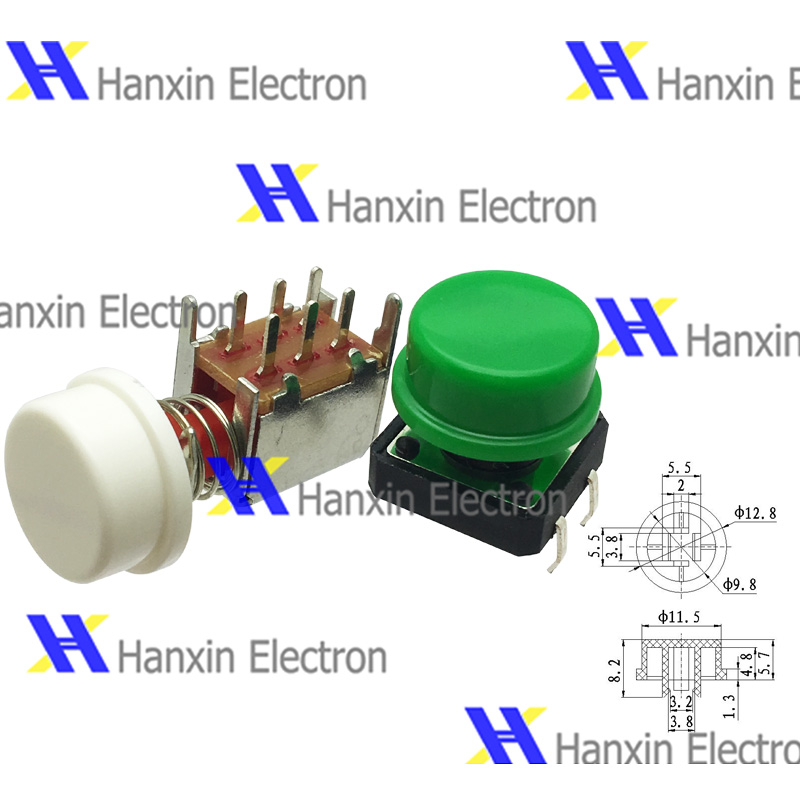 按键帽圆形帽配12*12*7.3方头按键帽轻触开关按键帽