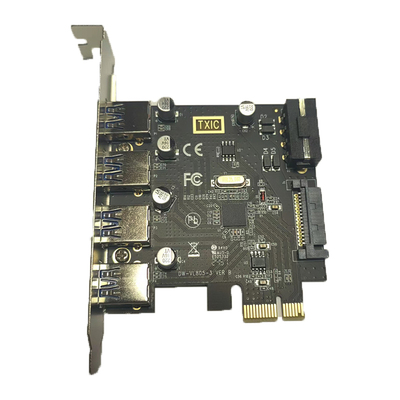 PCIE转usb3.0扩展卡双电四口台式机pci-e转USB3.0芯片4口[CIE卡带SATA 805芯片带供电口