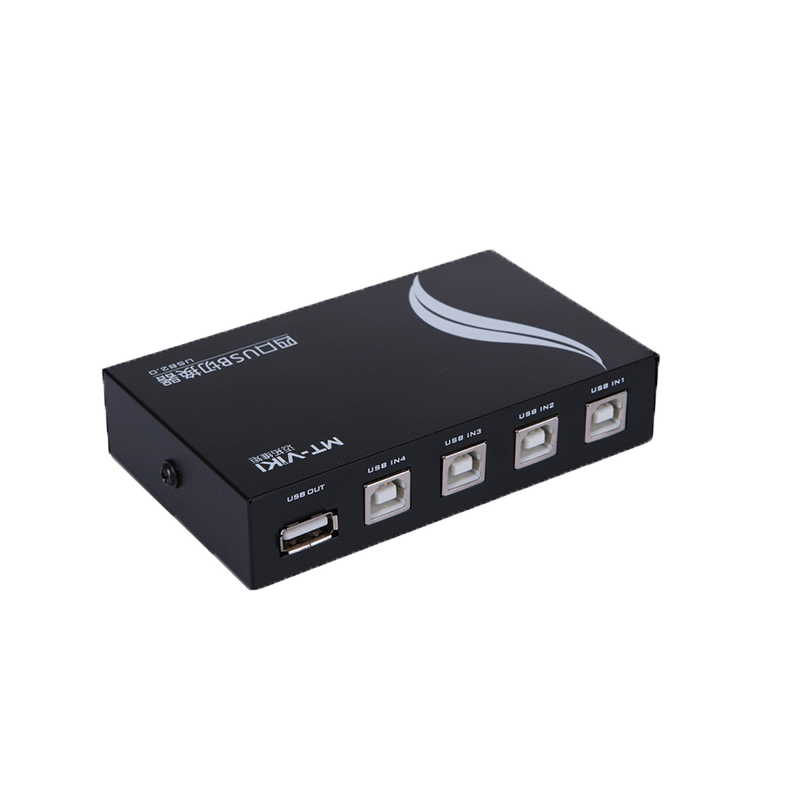 迈拓维矩 MT-1A4B-CF USB打印机共享器4口分线器一分四打印线切换器电脑4进1出鼠标键盘手动一拖四