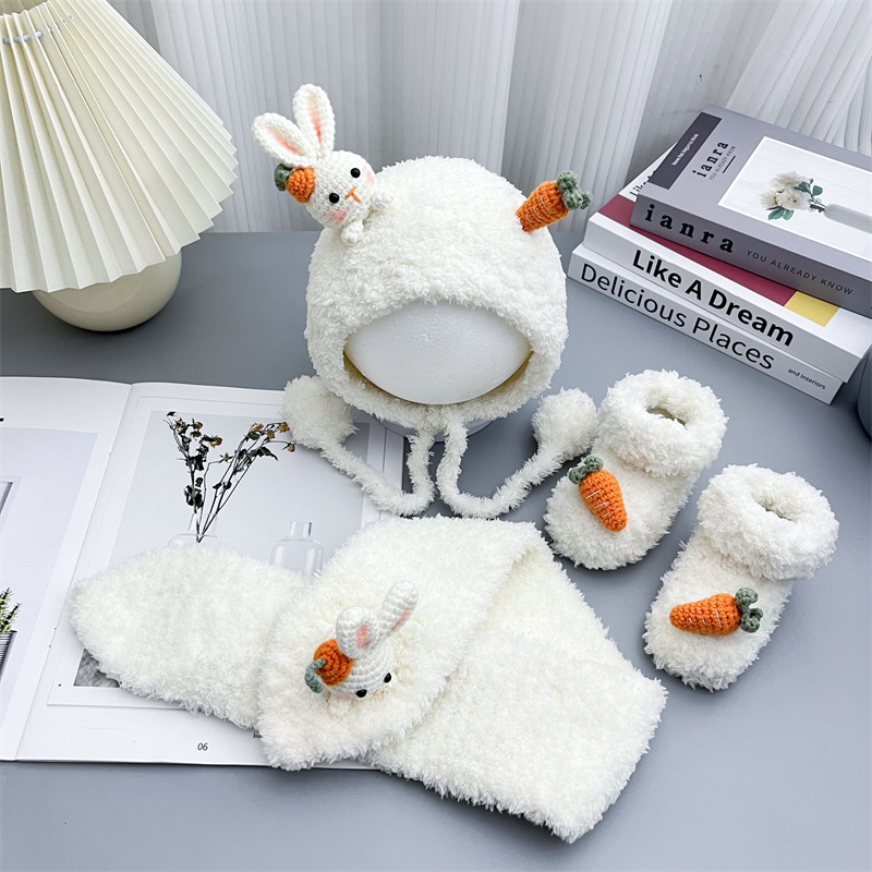 手工diy胡萝卜兔帽子围巾鞋子