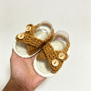 孕期打发时间DIY手工编织婴儿凉鞋钩织宝宝鞋子材料包自制学步鞋