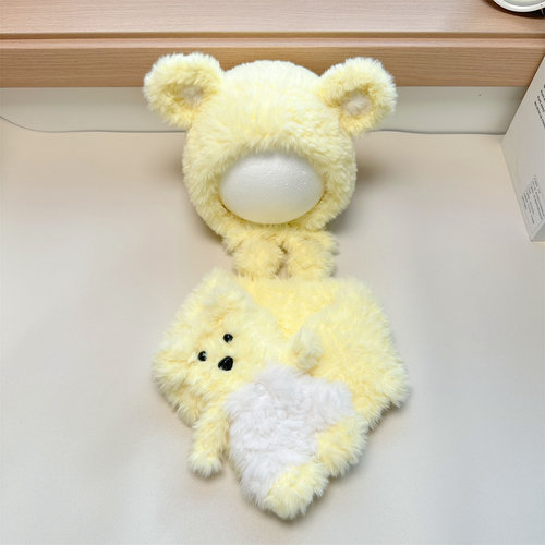 皮草线小熊帽子围巾材料包