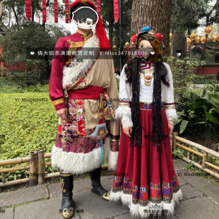 成都出租藏族舞蹈男藏袍演出服练功服西藏少数民族舞台艺考表演服