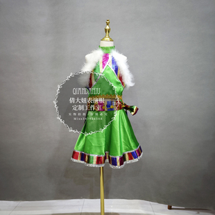 出租定制藏族舞蹈演出服小学生幼儿少数民族服装女童草原表演藏服
