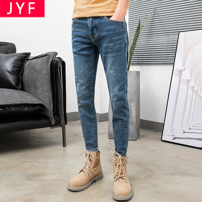 春夏九分裤男修身男士牛仔裤弹力显瘦男9分裤韩版潮流百搭男裤子