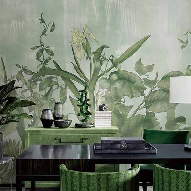 爱朵臻品无缝定制壁画 现代简约 美式轻奢西韵植物花朵叶子背景,家装主材,定制壁画,淘宝优惠券,粉丝福利购,淘宝优惠卷