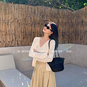 GENTLE 针织小开衫 SUN 光法式 浪漫镂空钩花吊带背心 套装 25595