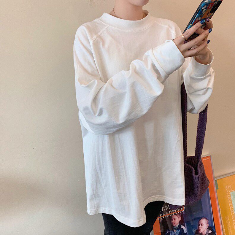 秋冬加绒韩版宽松长款纯