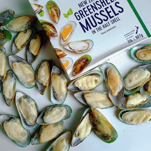 青口贝 新西兰进口青口贝 泰利M号冷冻半壳青口贝 盒装907克