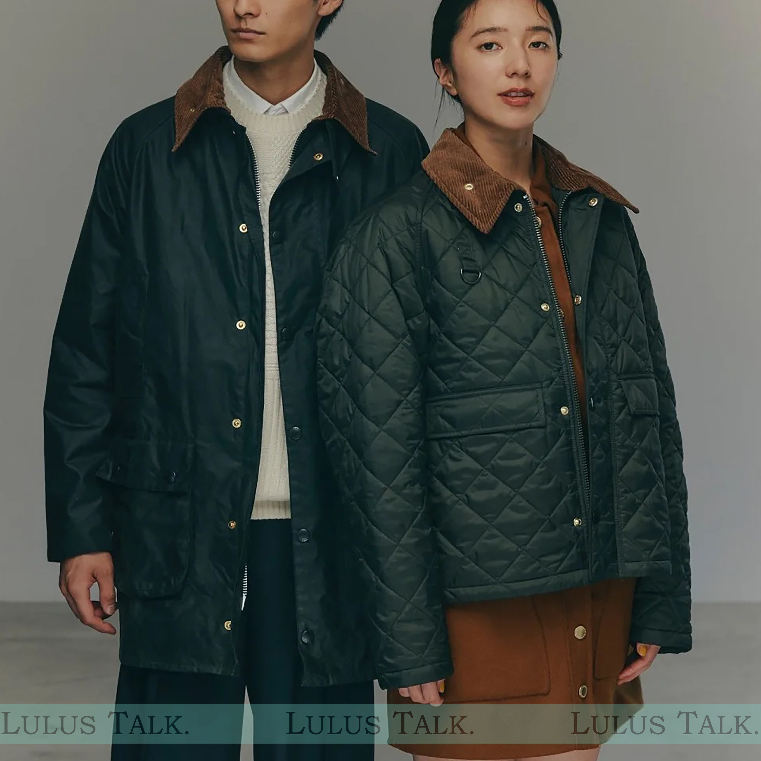 英伦小众！[明星同款]日版巴恩风灯芯绒翻领菱格绗缝棉服25年冬