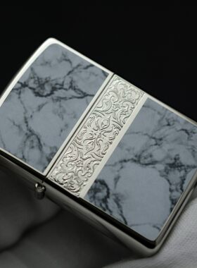 正品ZIPPO 之宝 打火机 日版 2S-WHM （白色大理石）银色