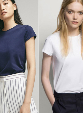 一件万年T~无敌好穿百搭夏女极简纯色修身短袖棉T恤女装 黑白多色