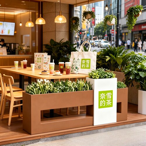 商业街围栏隔断花箱种植箱定制
