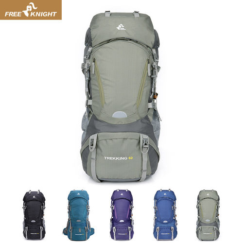 FREE KNIGHT新款 现货热销登山包60L 野营徒步背包 送防雨罩