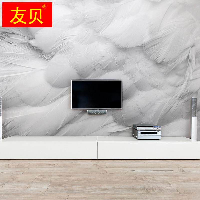 3d立体北欧风壁布艺术抽象羽毛壁纸沙发客厅电视背景墙纸卧室壁画