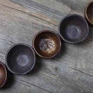 粗陶品茗杯复古陶瓷茶碗功夫茶杯主人杯仿古个人茶盏 纯手工日式