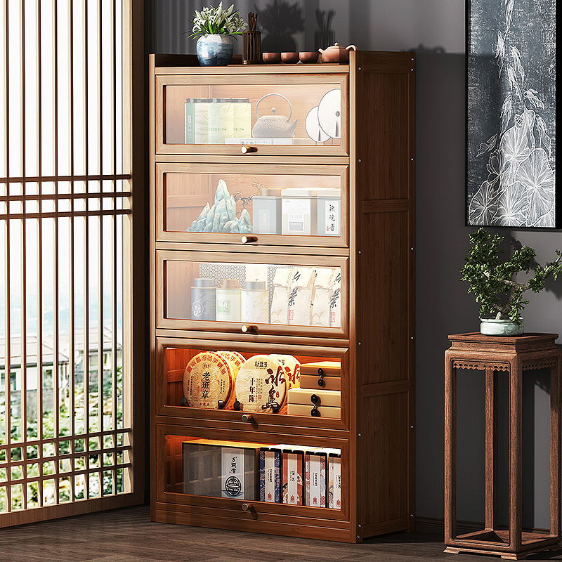 博古架茶架子新中式多宝阁茶叶柜茶室茶具收纳展示客厅多层置物架