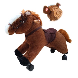 出口360旋转带马蹄声儿童4轮毛绒玩具滑行马骑行马ride on horse