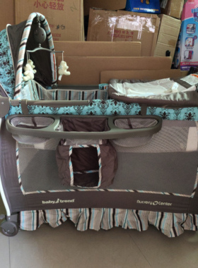 (ASTM&EN)Babytrend婴儿多功能游戏睡眠床带床铃震动夜灯Playpen