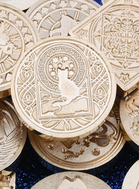 天空之城  火漆印章封印铜印 星空猫 月亮上的猫 指南针 鲸鱼时钟