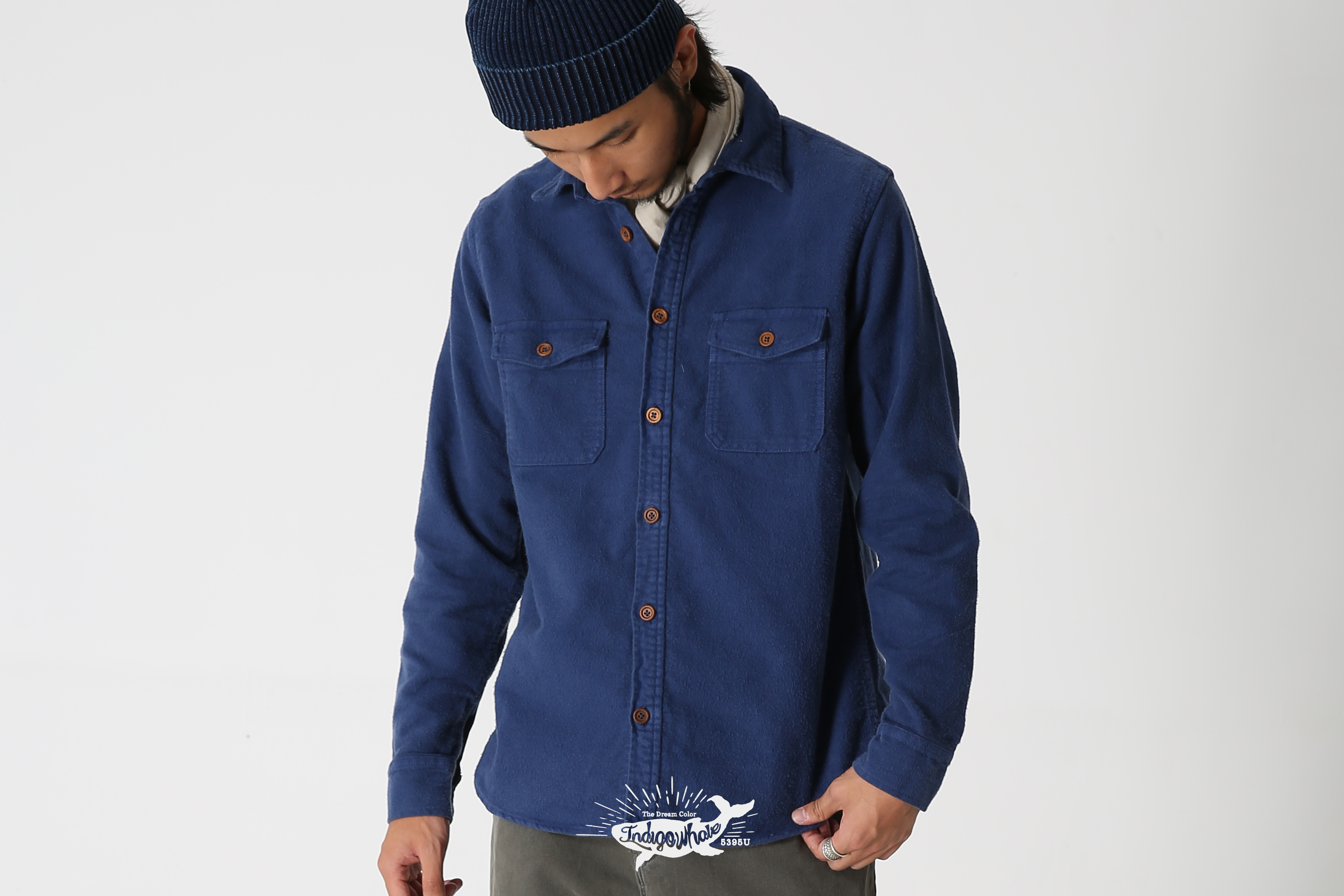 IndigoWhale¾¨À¶È¾·¨À¼ÈÞĥëľ¿Û¹¤×°³ÄÉÀflannel ELK shirtÀ¶É«