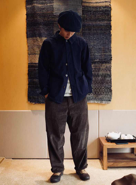 IndigoWhale 复古荷叶领经典剪裁法式工装French chore jacket