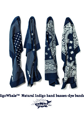 IndigoWhale 植物蓝染纯手工indigo拔染Bandana美式复古方巾