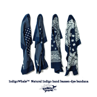 复古方巾 IndigoWhale 植物蓝染纯手工indigo拔染Bandana美式