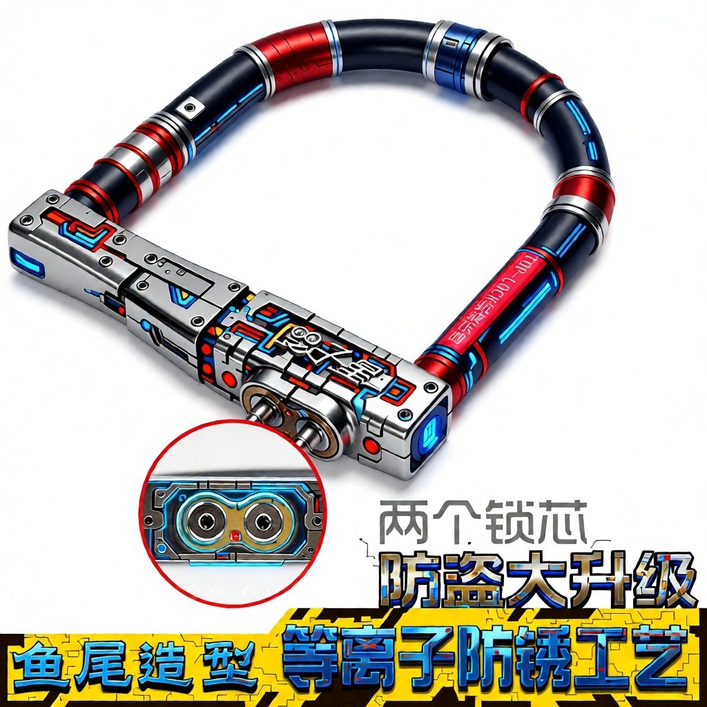 摩托车大锁防盗锁抗液压剪防锈防水高C级电瓶三轮电动自行车U型锁