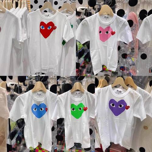 跨境爆款日系新版情侣t恤川久爱心男女同款款短袖CDG印花play保玲