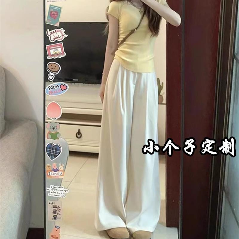 150小个子奶芙山本裤女夏2025新款窄版直筒垂感休闲阔腿裤子XS145