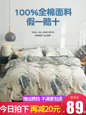 Cotton four-piece cotton quilt cover 100-bed single bedding Spring summer bedding Household three-piece 4-bed product