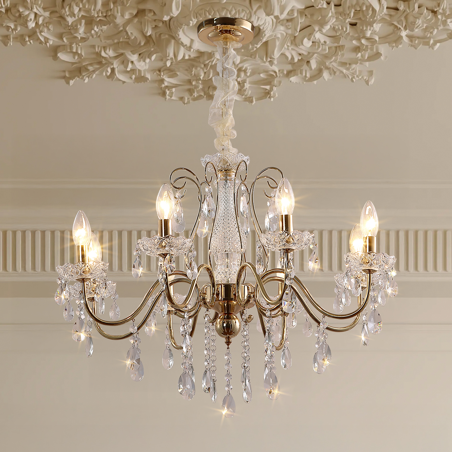 法式水晶吊灯美式欧式别墅复古全光谱客厅灯铁艺餐厅灯主卧室灯具