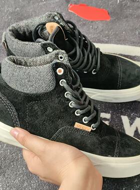 VansSk8-Hi黑麂皮毛呢拼接高帮板鞋做旧米白底休闲鞋VN000UC7GKF
