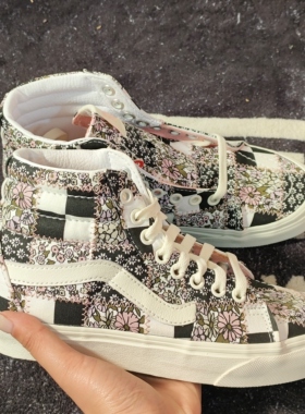 VANS范斯SK8-Hi拼接碎花高帮女款休闲板鞋VN0A32QG9FY