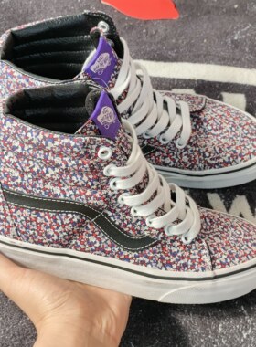 Vans Sk8-Hi彩色碎花满印高帮板鞋复古百搭休闲鞋VN000QG2DM6
