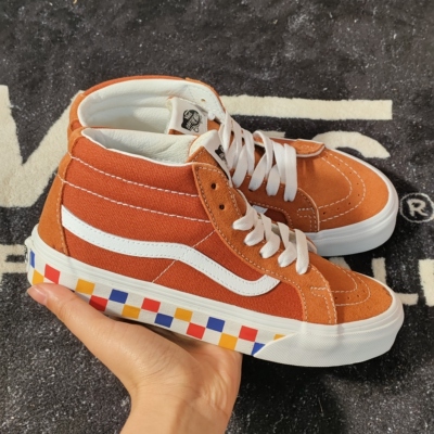 Vans Sk8-Mid橙色棋盘格中帮休闲板鞋VN0A391F2BM