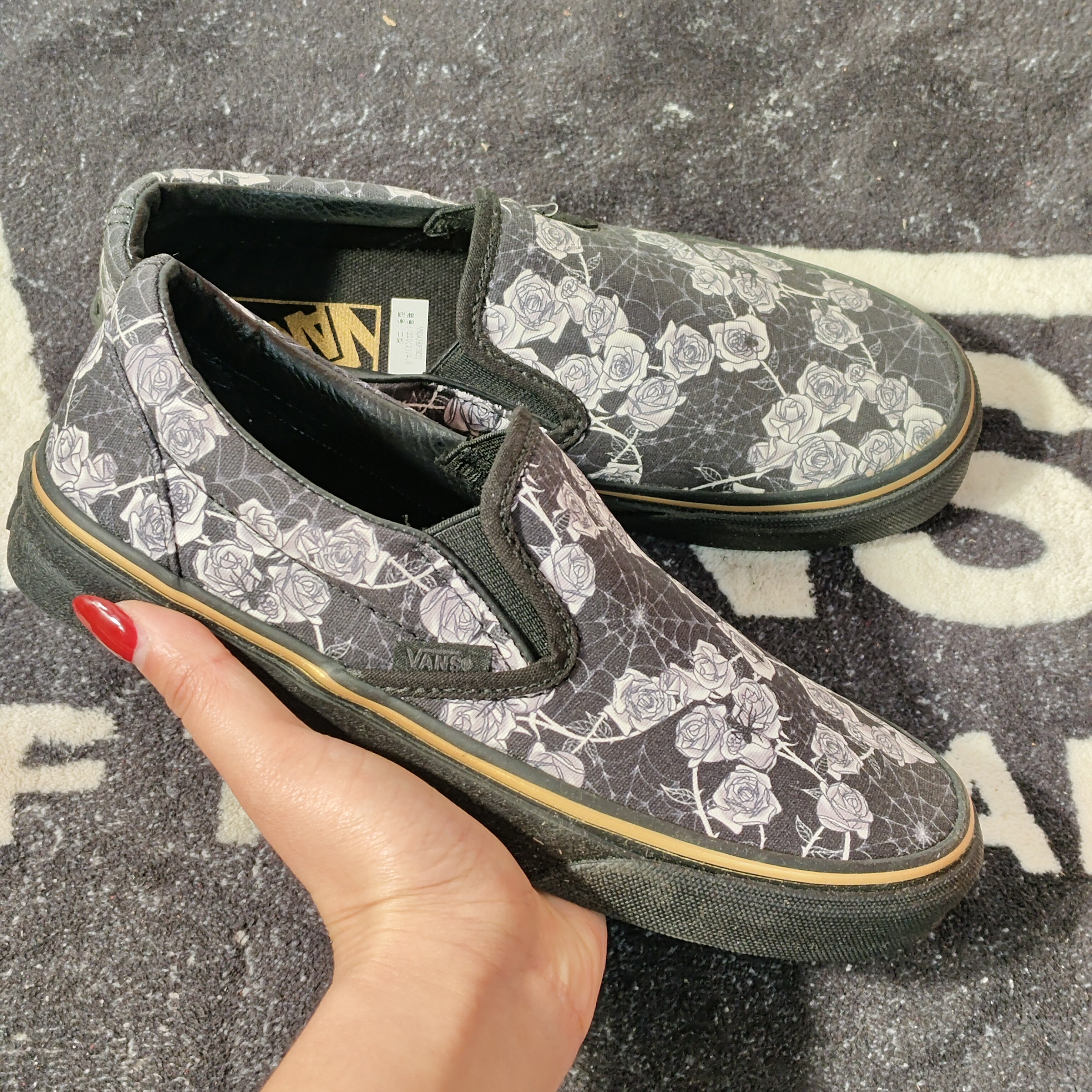 Vans Slip-On VN0A38F7MUU蜘蛛网玫瑰一脚蹬男女同款休闲板鞋