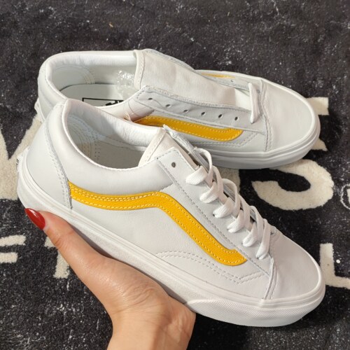 Vans Style 36 白黄皮质低帮板鞋 VN0A54F6A6A男女休闲小白鞋