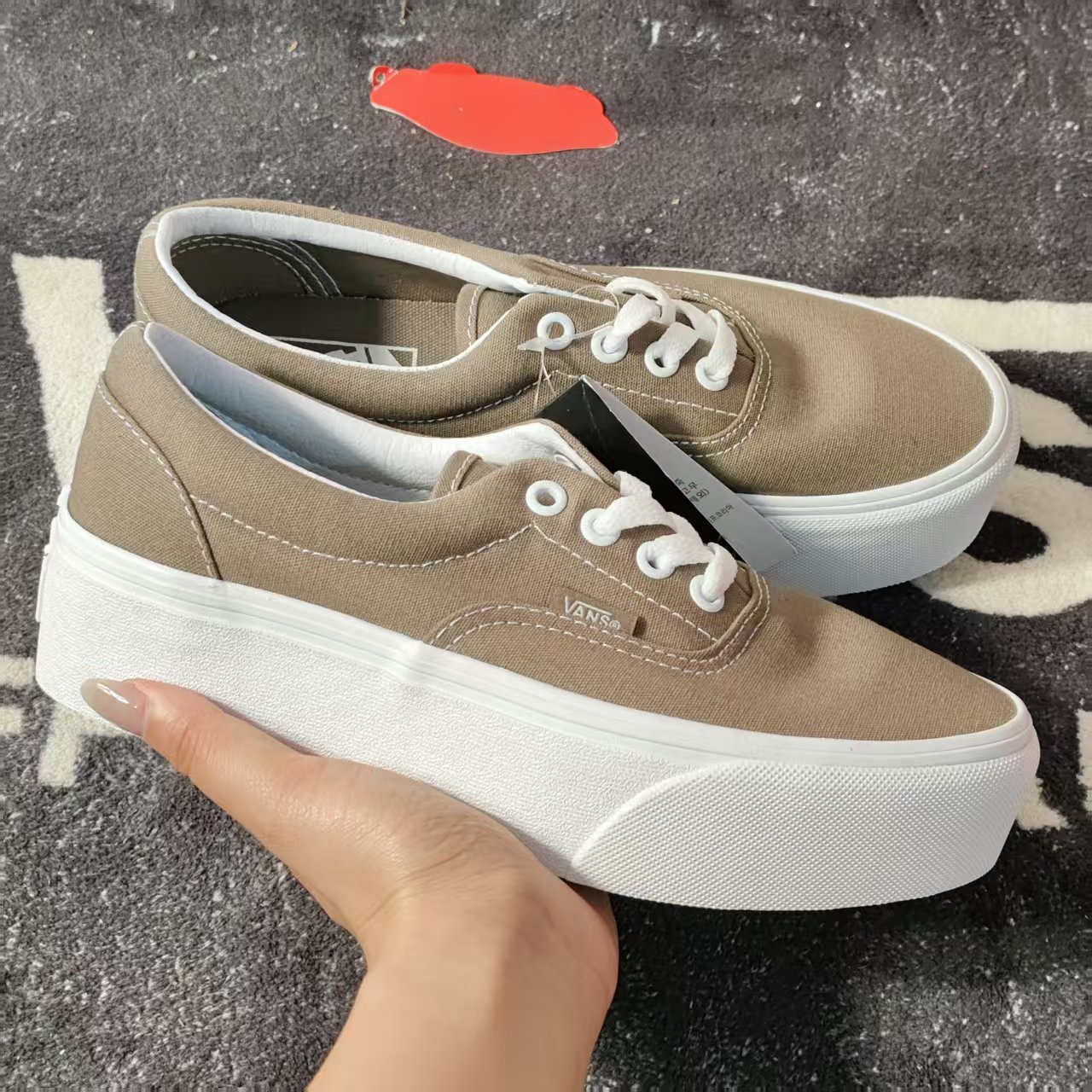 Vans Era Stackform奶茶棕厚底帆布鞋女增高休闲板鞋 VN0A5JLZ1NU