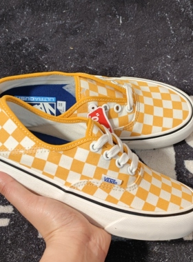 Vans Authentic黄白棋盘格低帮男女帆布鞋VN0A3MU6WOF