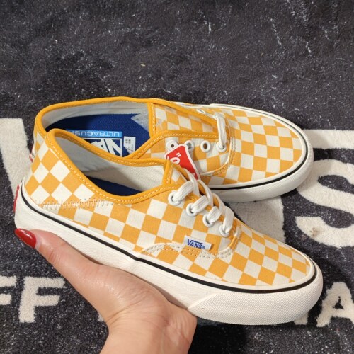 Vans Authentic黄白棋盘格低帮男女帆布鞋VN0A3MU6WOF